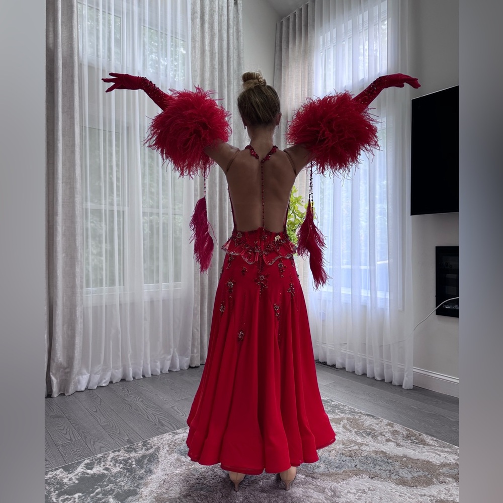 Red standant dress for ballroom dancing